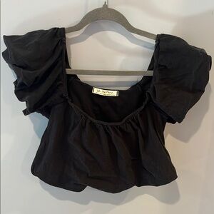 WE THE FREE Black Puff Sleeve Top S